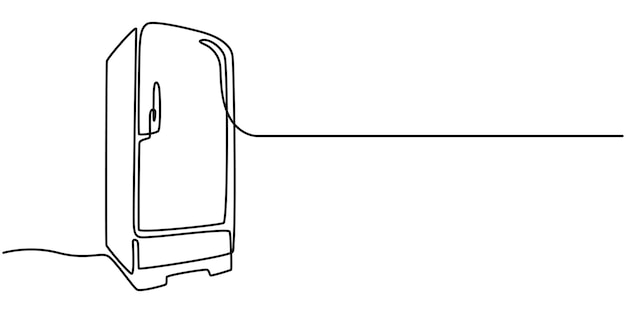 Abrir refrigerador retro dibujo de línea continua Una línea de arte de electrodomésticos cocina eléctrica
