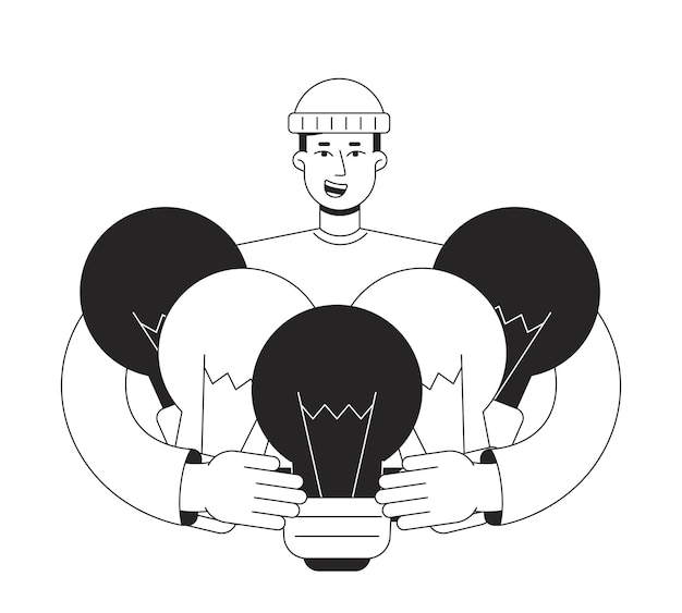 Abrumado con ideas para la ilustración de punto de vector de concepto bw de inicio