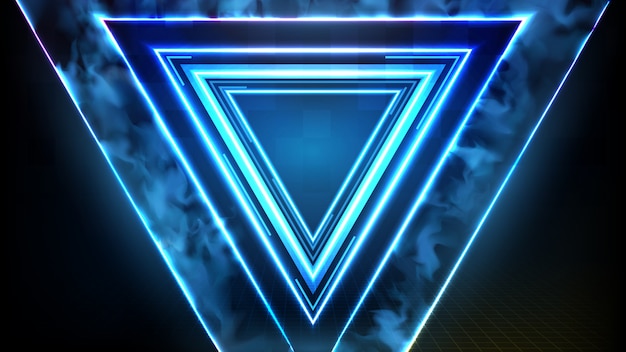 Abstact futurista de marco de triángulo de neón azul