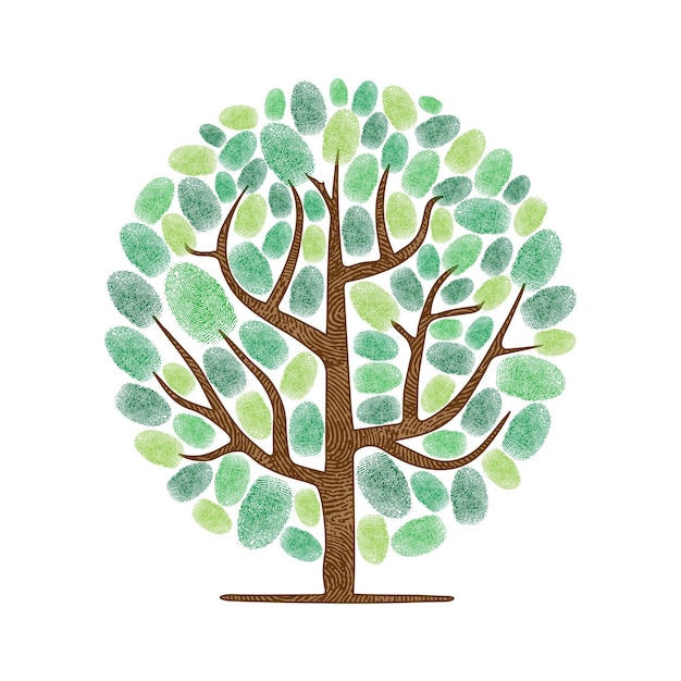 Abstarct huellas dactilares árbol siluetas círculo