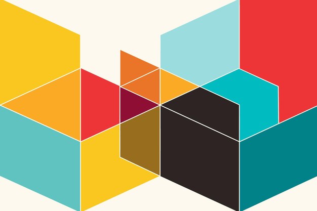 Abstracción geométrica con colores vibrantes que crean una composición visual moderna y dinámica