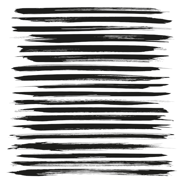Abstracción de largas pinceladas vectoriales negras aisladas sobre un fondo blanco