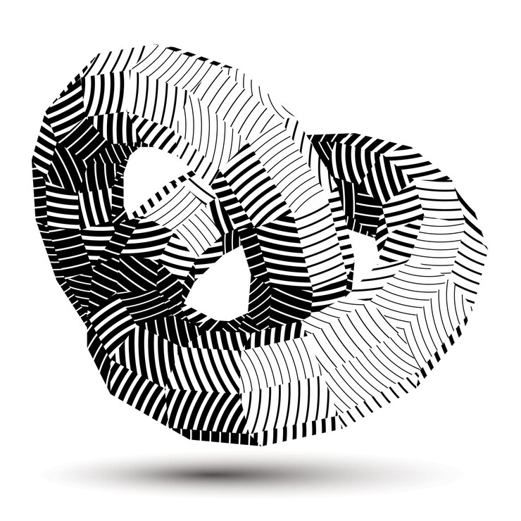Vector abstracción de rayas 3d digital vectorial, elemento poligonal geométrico. forma de contraste tecnológico espacial, objeto tridimensional.