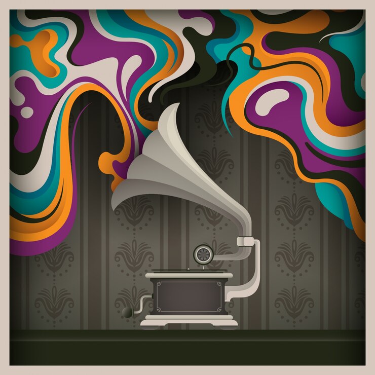 Vector abstracción vintage con fonógrafo