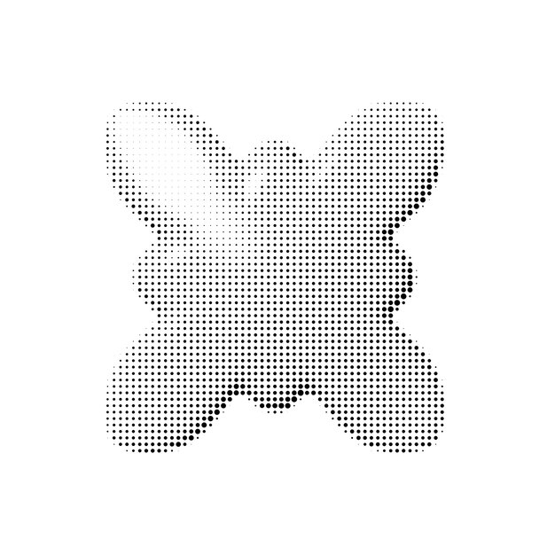 Abstract 3D blob shape with rounded petallike edges Halftone texture popart style and glossy soft surface Vector element isolated on transparent background