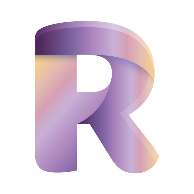 Abstract 3D R Lettering for Logo and Branding