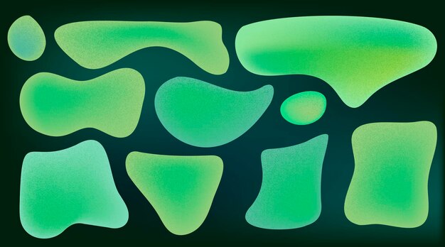 Abstract Background with Liquid Shapes and Green Gradient Noise Vector Blob Elements by Grainy Brush Design Create Organic Forms Dynamic Illustration with Round Patterns