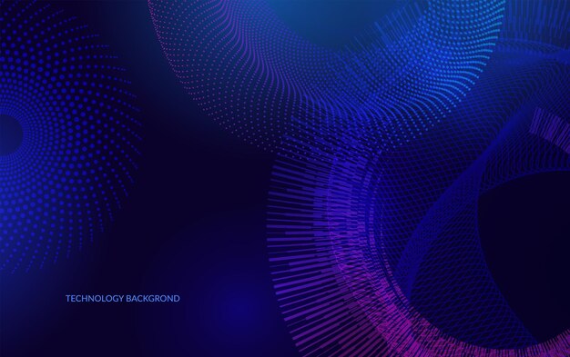 Abstract big data technology background digital vector with blue and purple halftone circles and stars pattern futuristic IT artificial intelligence blockchain data flow network and analytics
