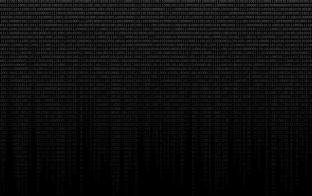 Abstract binary code background with a falling stream of ones and zeros Futuristic digital concept representing data flow cyber information and artificial intelligence network visualization