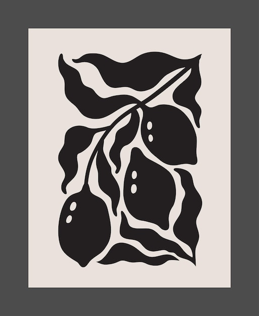 abstract boho matisse limón lienzo arte impreso