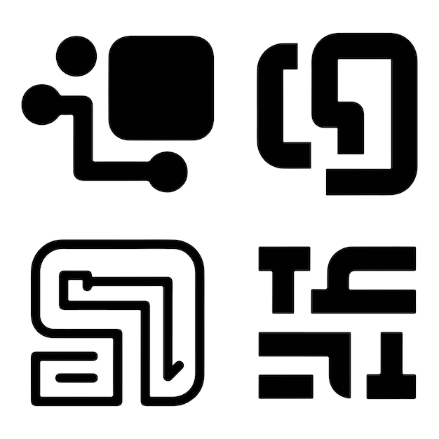 Abstract Circuit Designs for Technology Logo Icon
