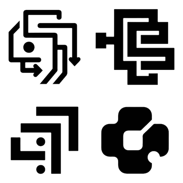 Abstract Circuit Designs for Technology Logo Icon