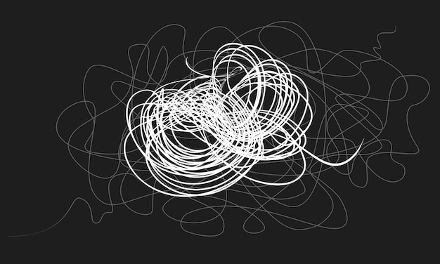Abstract Composition of White Scribbled Lines on Black
