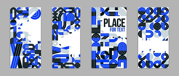 Abstract cubre diseños vectoriales conjunto geométrico tema de arte moderno ilustraciones artísticas azules como fondos con lugares para el texto