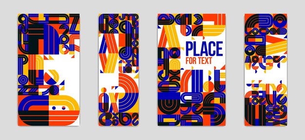 Abstract cubre diseños vectoriales conjunto geométrico tema de arte moderno ilustraciones artísticas coloridas como fondos con lugares para el texto