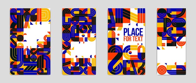 Abstract cubre diseños vectoriales conjunto geométrico tema de arte moderno ilustraciones artísticas coloridas como fondos con lugares para el texto