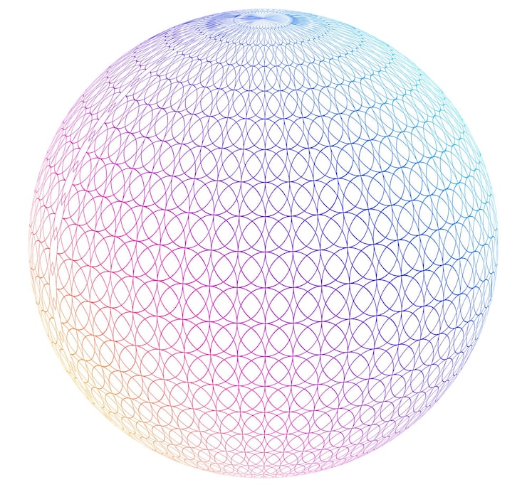 Vector abstract digital sphere with gradient lines futuristic globe design symbolizing big data neural networks blockchain technology innovation and global connection for hitech projects and present