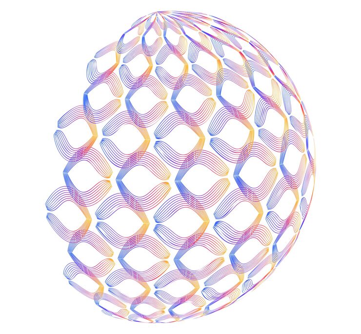 Vector abstract digital sphere with gradient lines futuristic globe design symbolizing big data neural networks blockchain technology innovation and global connection for hitech projects and present