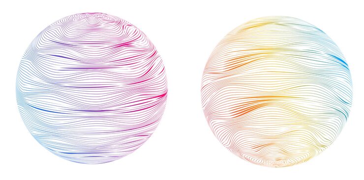 Vector abstract digital sphere with gradient lines futuristic globe design symbolizing big data neural networks blockchain technology innovation and global connection for hitech projects and present