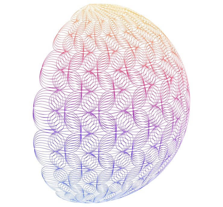 Vector abstract digital sphere with gradient lines futuristic globe design symbolizing big data neural networks blockchain technology innovation and global connection for hitech projects and present