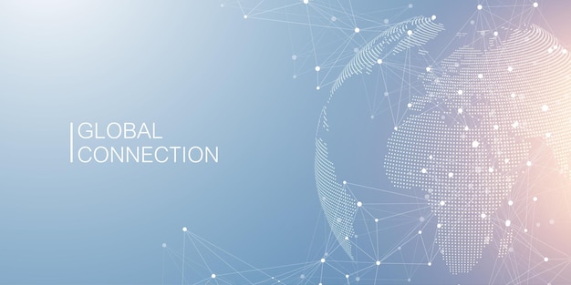 Abstract dynamic motion lines and dots connection background with plexus effect