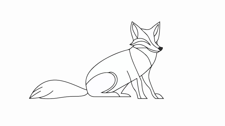 Vector abstract fox line art icon contorno dibujado a mano del zorro