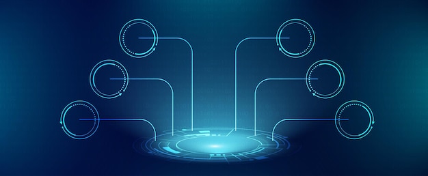 Abstract futuristic technology background with interconnected circles digital data and binary code