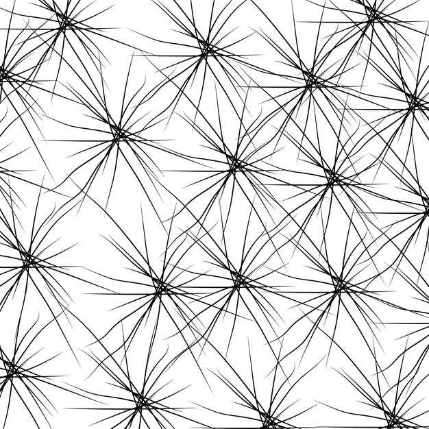 Abstract geometric starburst pattern with radiating lines and intersecting dashes creating a dynamic complex and visually engaging monochrome design