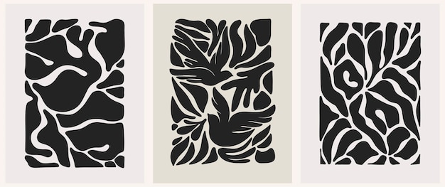 Abstract groovy carteles paloma de la paz moderno de moda estilo minimalista Matisse diseño dibujado a mano para papel tapiz decoración de pared impresión plantilla de portada de tarjeta postal pancarta