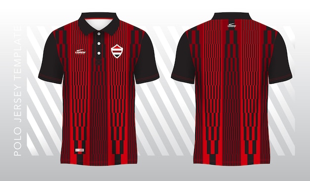 abstract jersey de polo rojo deporte uniforme deportivo en vista delantera y trasera Mock up para club deportivo
