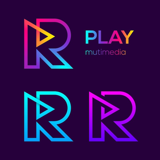 Abstract Letter R Multimedia y Play Logo design con Linear para Music Entertainment Company