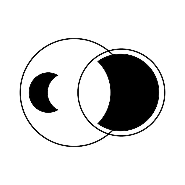 abstract luna creciente doble espacio y iconos de astronomía conjunto de símbolo de logotipo en blanco y negro elemento