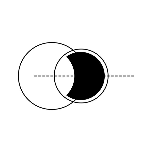 abstract media luna eclipse espacio y astronomía iconos conjunto de negro y blanco elemento símbolo del logotipo
