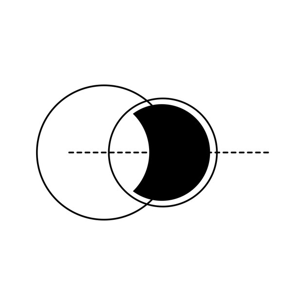 abstract media luna eclipse espacio y astronomía iconos conjunto de negro y blanco elemento símbolo del logotipo