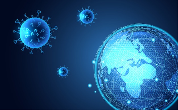 Abstract mesh Infección por virus Covid-19, coronavirus, enfermedad de Sars