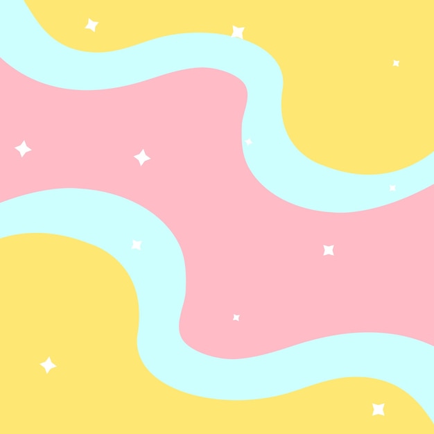 Abstract pastel colored design with wavy lines and stars