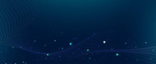 Abstract plexus wave background with glowing points and network lines Digital data stream