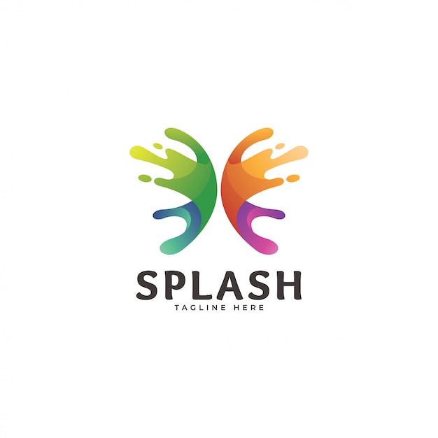 Abstract rainbow gradient splatter color wing logo