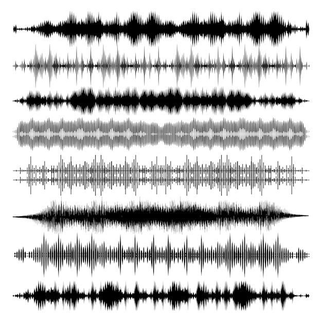 Vector abstract sound waves audio vector set