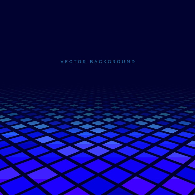 Abstract square perspective pattern on dark blue background Technology concept