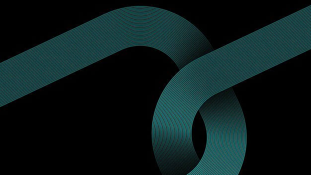 Abstract Teal verde circular y patrón de línea ondulada en fondo oscuro