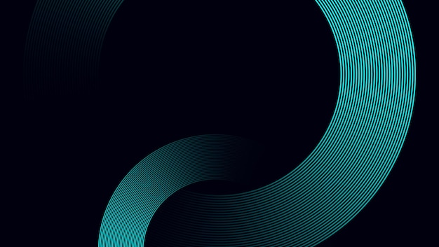 Abstract Teal verde circular y patrón de línea ondulada en fondo oscuro