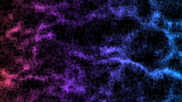 Abstract vector technology wave top view with moving dots and lines AI in virtual reality on digital background Wireframe texture Dynamic network connection data analysis