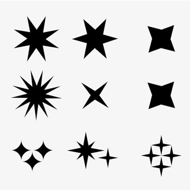 Vector abstract y2k formas de mancha metálicas estrellas cromadas patrones de remolino holográficos vectores de caras sonrientes de neón