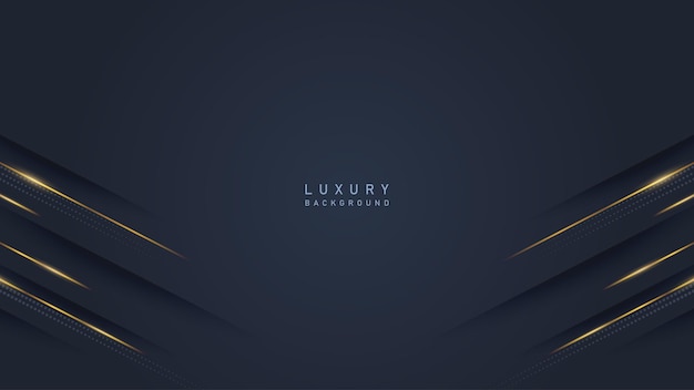 Abstracta línea dorada de lujo moderno en fondo azul oscuro Ilustración de diseño vectorial de lujo premium