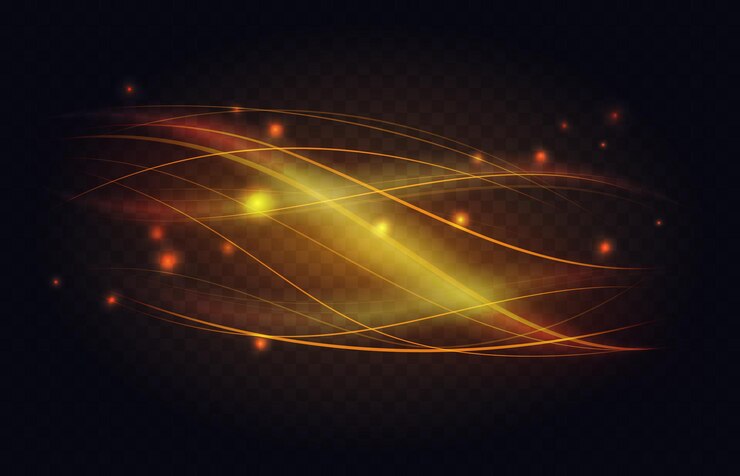 Vector abstracta línea luminosa ondas de efecto de luz dorada curva brillante corriente formas de flujo