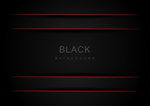 Abstracto 3D capa de gradiente negro y gris y sombra con fondo de plantilla de diseño rojo de borde