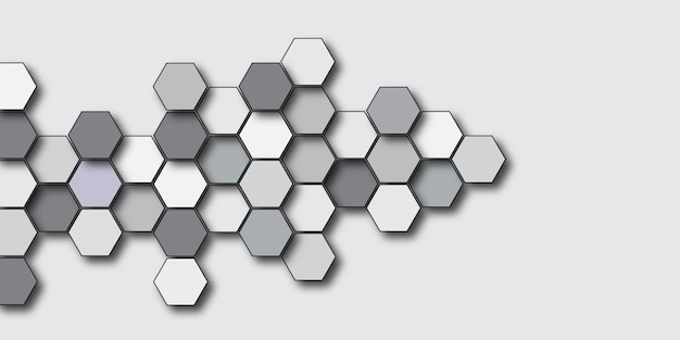 Abstracto 3d hexágono gris y blanco tecnología de línea de estilo panal de huevo fondo de patrón sin costura