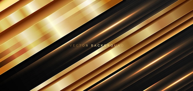 Abstracto 3d de lujo fondo negro con diagonales geometricas brillantes líneas de efecto dorado