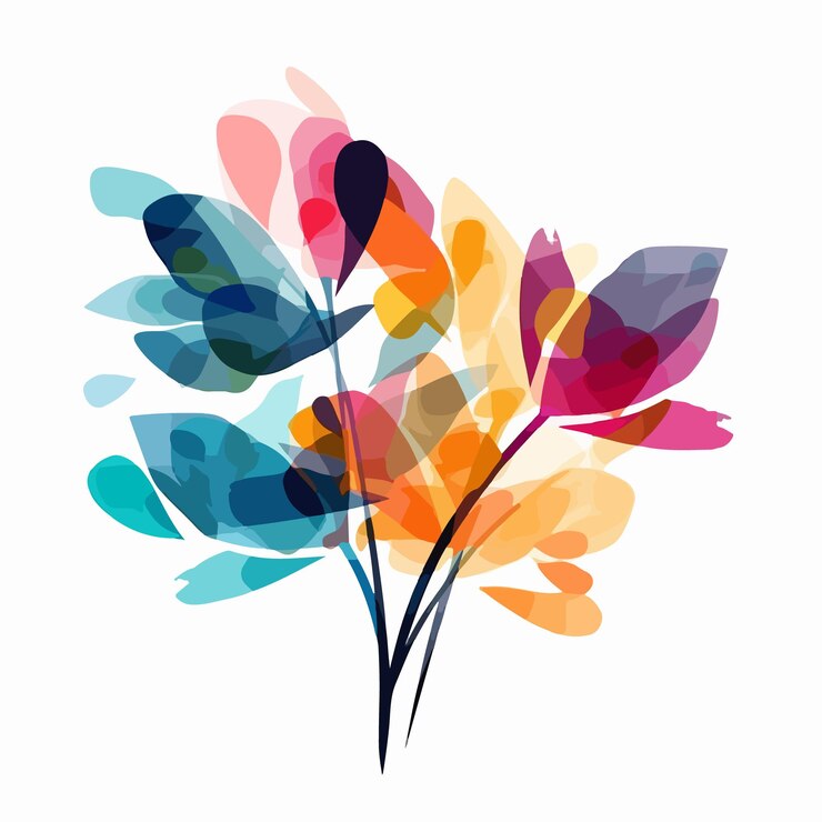 Vector abstracto acuarela colorida flor fondo blanco colores planos ilustración vectorial arte digital